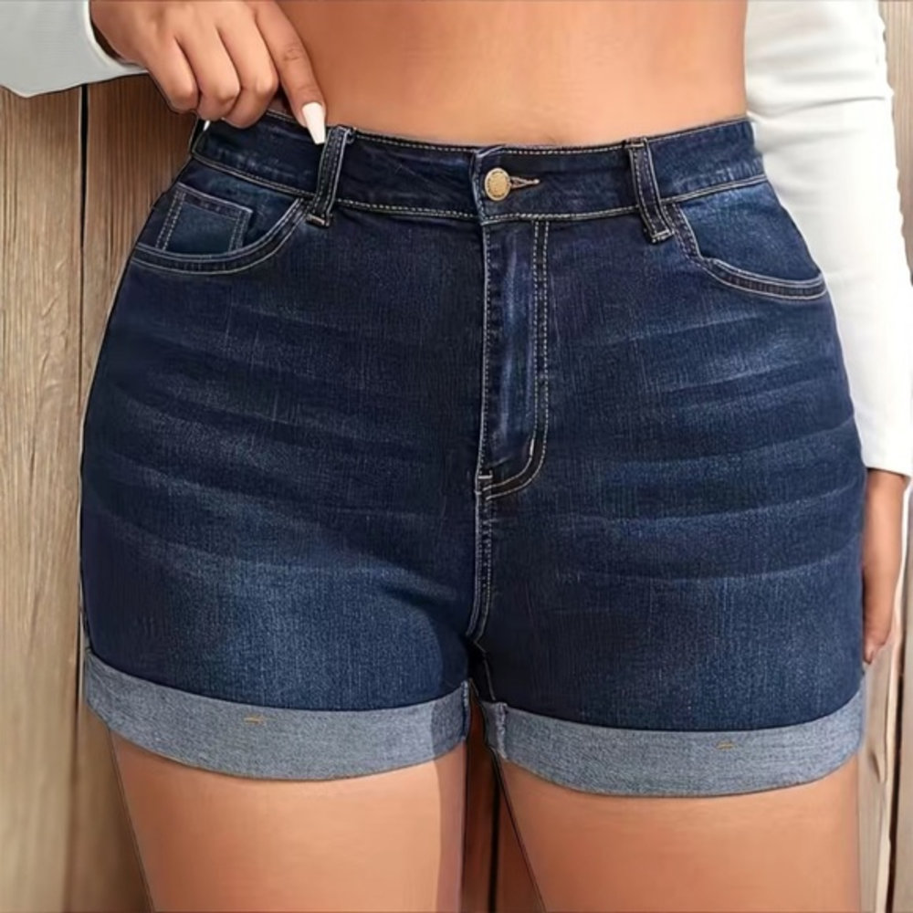 Casual‎ Denim Shorts with Roll Up Hem